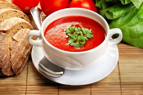 İçməli pəhriz menyusu pomidor şorbası ilə şaxələndirilə bilər