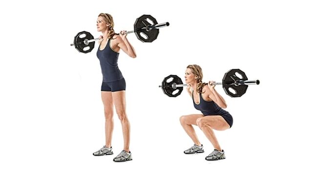 Bar ilə squats